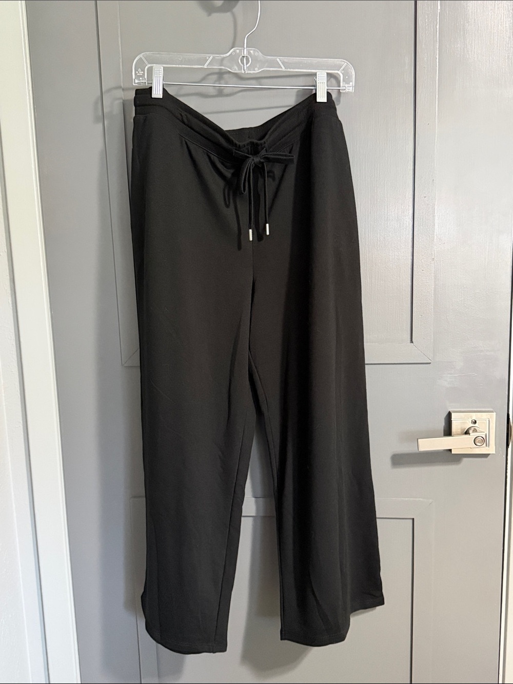 Black Straight-Leg Drawstring Pants - Women's